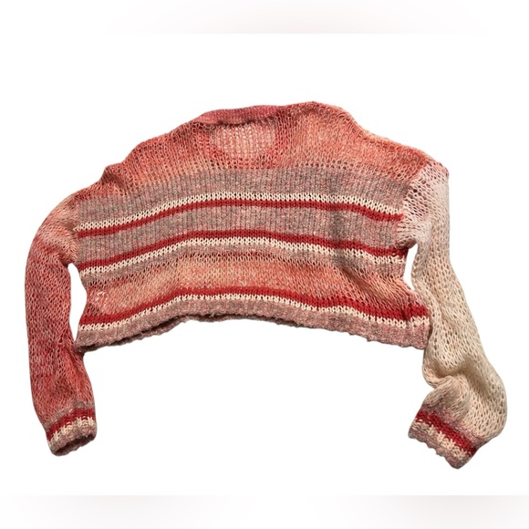 Women's Kimchi Blue Pink Red Striped Crew Neck Sweater M - Picture 2 of 4